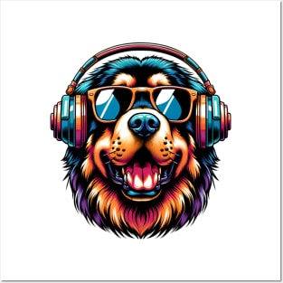 Tibetan Mastiff Smiling DJ in Vibrant Japanese Art Posters and Art